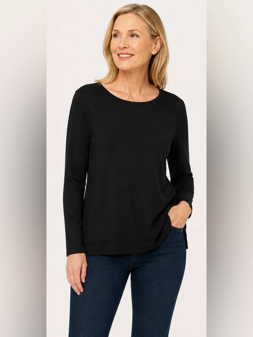 J. Jill Perfect Prima Black High Low Long Sleeve Size Large